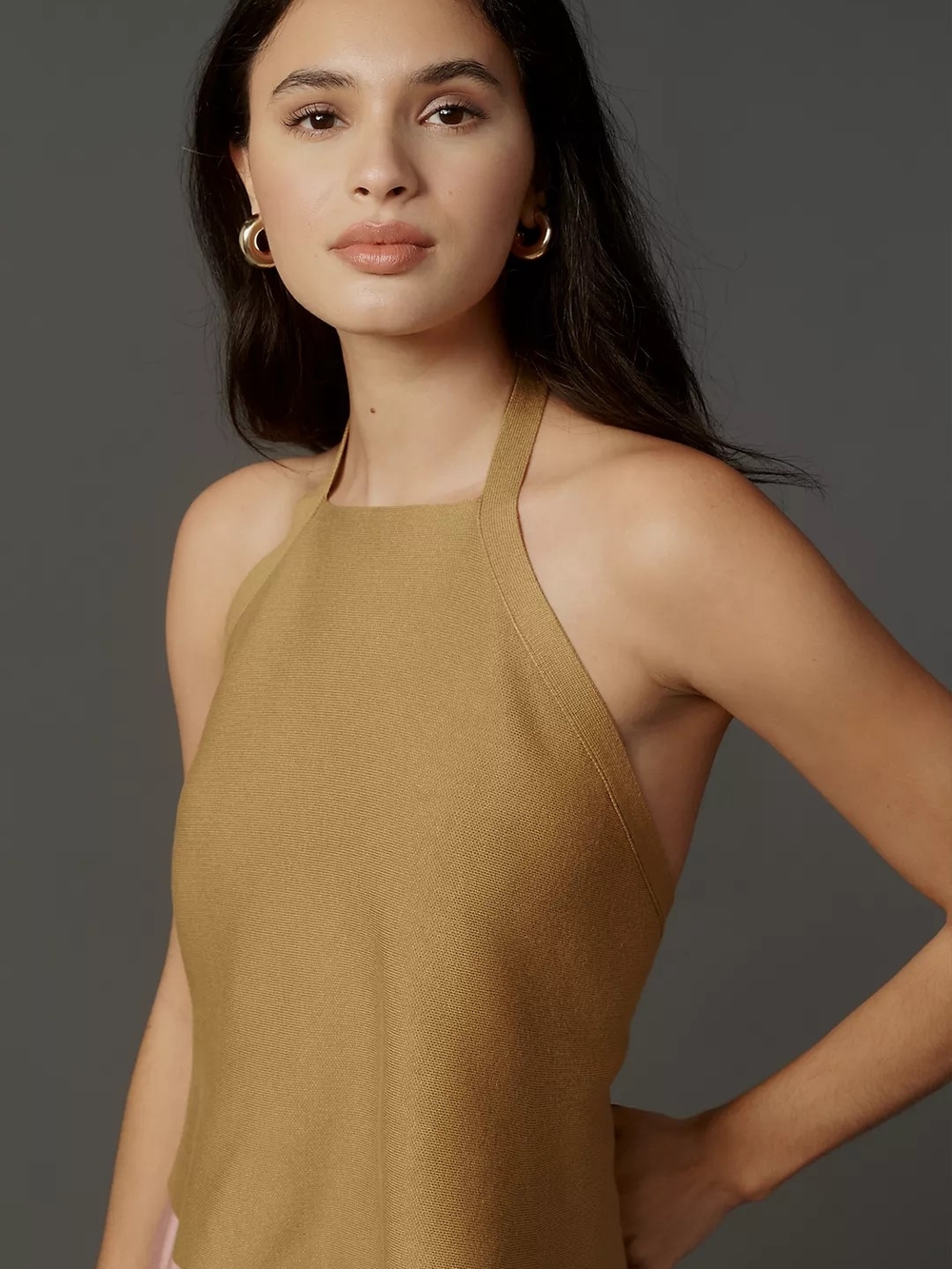Anthropologie Halter Open-Back Sweater Tank